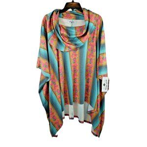 Crazy Train Womens Size One Size Plus Colorful Floral Pullover Poncho NWT